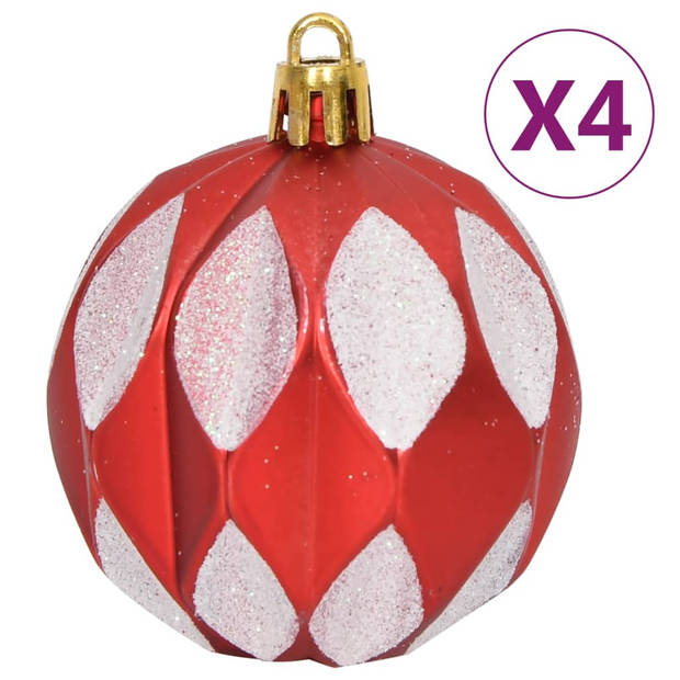 vidaXL 64-delige Kerstballenset rood en wit