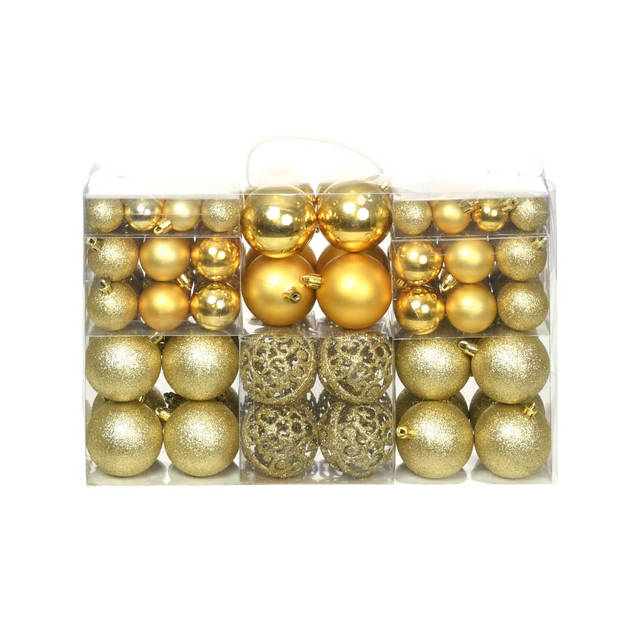 The Living Store Kerstballen - Versier je boom met glanzende decoraties - Beschikbaar in 3 maten - Gemaakt van