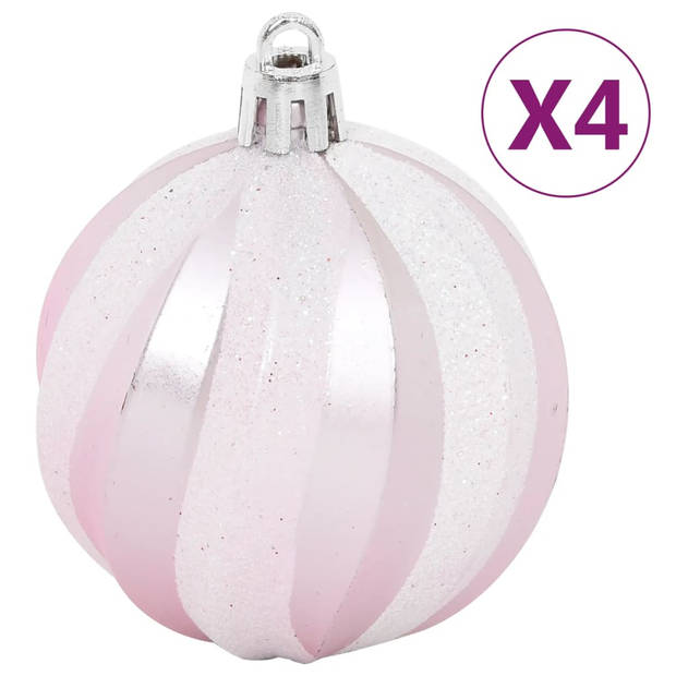 vidaXL 108-delige Kerstballenset wit en roze