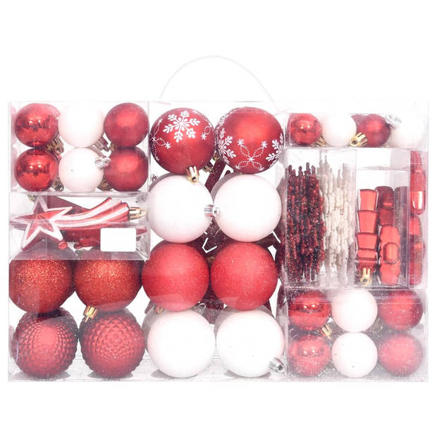 vidaXL 108-delige Kerstballenset rood en wit