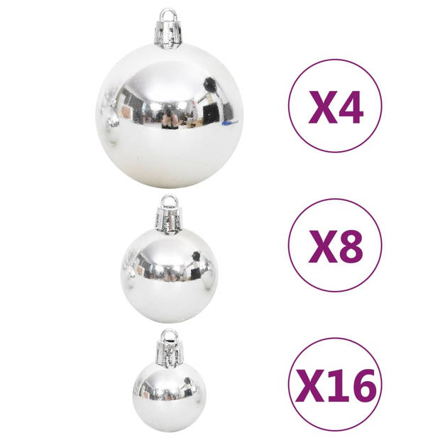 vidaXL 108-delige Kerstballenset zilver en wit