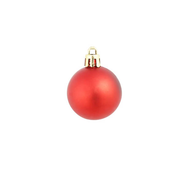 The Living Store Kerstballen - Glanzend kunststof - Verschillende maten en kleuren - Inclusief draad - Rood - goud en