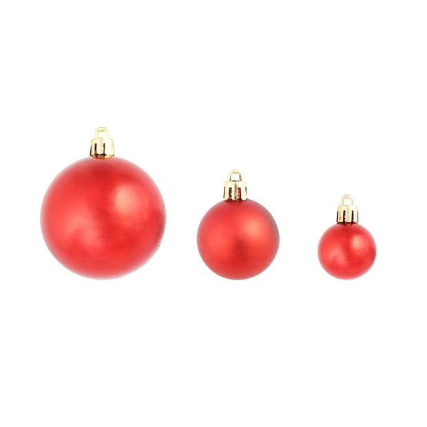 The Living Store Kerstballen - Glanzend kunststof - Verschillende maten en kleuren - Inclusief draad - Rood - goud en