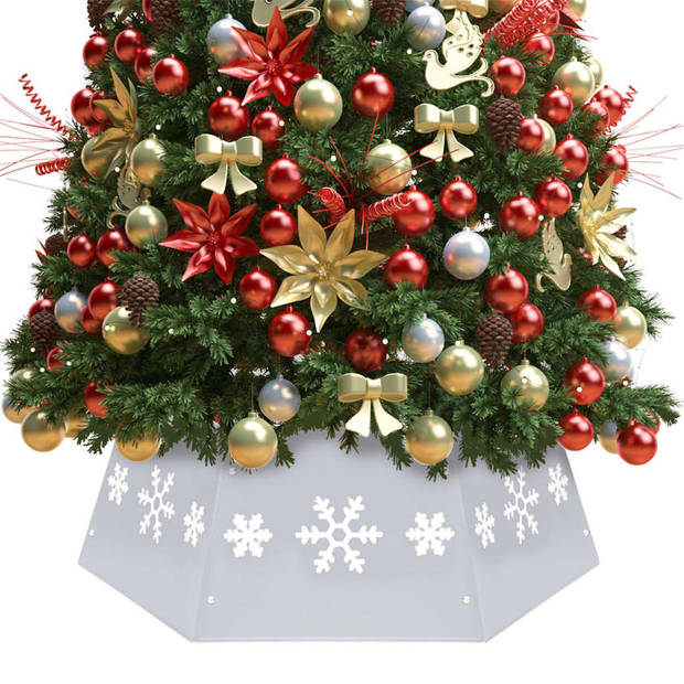 The Living Store Kerstboomkraag Metalen Zilver en Wit - 52.5 cm Bovenkant - 68 cm Onderkant - 25 cm Hoogte -