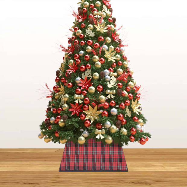 The Living Store Kerstboomkraag - Stoffen boomrok met geruit patroon - 25 cm hoog - 35 x 35 cm bovenkant - 48 x 48 cm