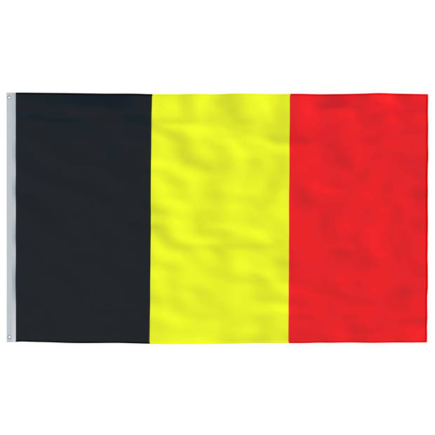 The Living Store Vlaggenset - Belgische vlag - 90 x 150 cm - Duurzaam polyester - Aluminium vlaggenmast - Verstelbare