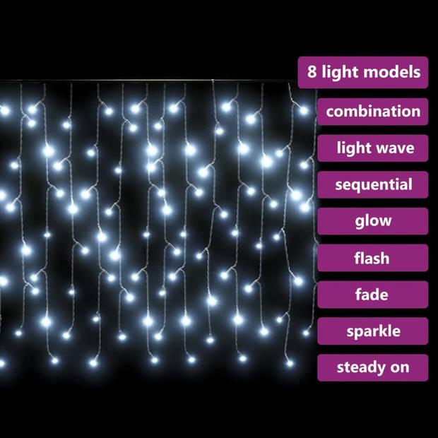 The Living Store Kerstverlichting - LED - 400 lampjes - 8 lichteffecten - 1.000 x (40-72) cm - koudwit