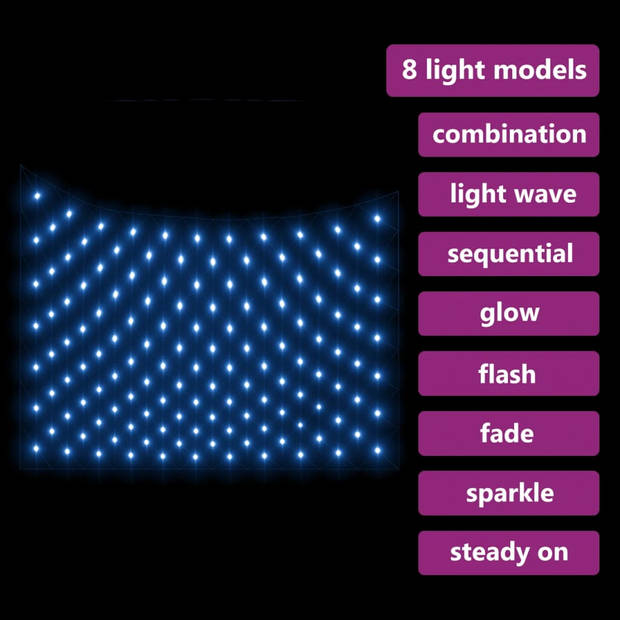 The Living Store Kerstverlichting - LEDs 204 - Energizerend Blauw - 3x2m - IP44