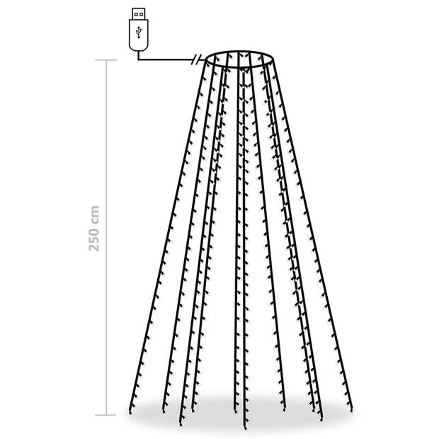 The Living Store Kerst LED-lampjes - Meerkleurig - 250 LEDs - Waterbestendig - Geschikt voor binnen en buiten - 5m