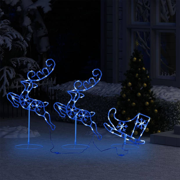 The Living Store Rendieren met Slee Kerstdecoratie - 260 x 21 x 87 cm - 72 LED-lampjes