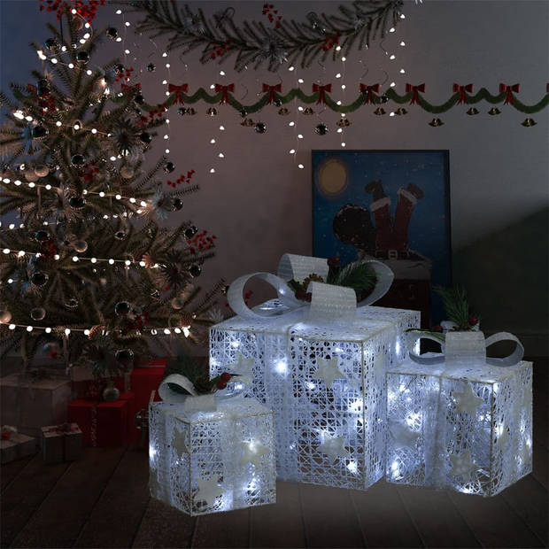 The Living Store Geschenkdozen - LED verlicht - 60 LEDs - 8 lichteffecten - Stapelbaar - Afmetingen 20x20x20cm -