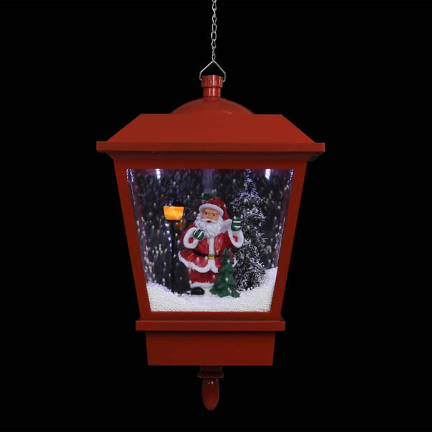 The Living Store Straatlantaarn Kerstman - 27x27x45 cm - LED - Met kunstsneeuw - Met vrolijke melodie - Rood