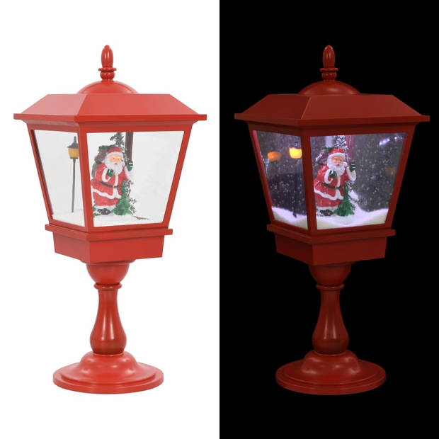 The Living Store Kerstsokkellamp - Sneeuwfunctie - Rood - 27x27x64 cm - Met kerstman en melodie