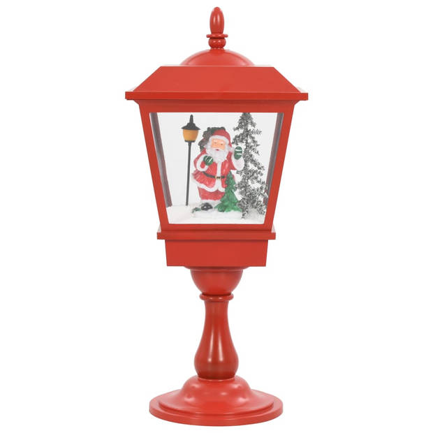 The Living Store Kerstsokkellamp - Sneeuwfunctie - Rood - 27x27x64 cm - Met kerstman en melodie