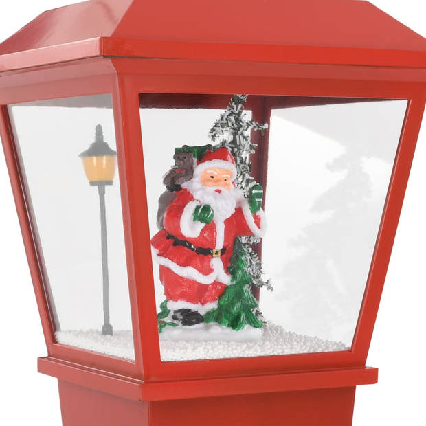 The Living Store Kerstsokkellamp - Sneeuwfunctie - Rood - 27x27x64 cm - Met kerstman en melodie