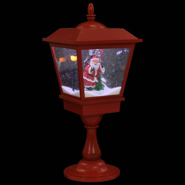 The Living Store Kerstsokkellamp - Sneeuwfunctie - Rood - 27x27x64 cm - Met kerstman en melodie