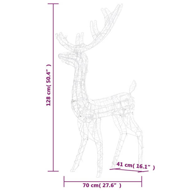 The Living Store Staand Rendier - Kerstversiering - Acryl - 70x41x128 cm - 140 LED-lampjes