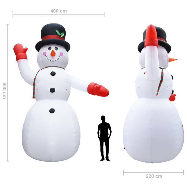 The Living Store Opblaasbare Sneeuwpop - Kerstdecoratie - 600 cm - Waterdicht IP44 - Met 6 LEDs