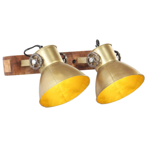 The Living Store Wandlamp Industrial - 17 cm - Messing en bruin - E27 fitting