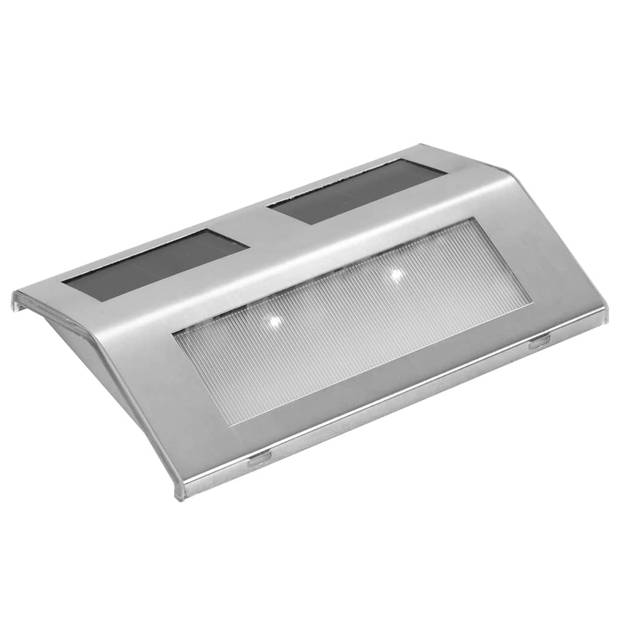 The Living Store Solarlampen - Buitentrap - Roestvrij staal - 14 x 9.5 x 2.4 cm - Zonnepaneel 2V - LED 2 st 10.000 mcd