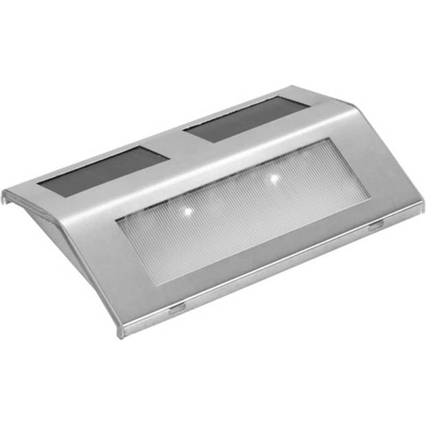 The Living Store Solarlampen - Buitentrap - Roestvrij staal - 14 x 9.5 x 2.4 cm - Zonnepaneel 2V - LED 2 st 10.000 mcd