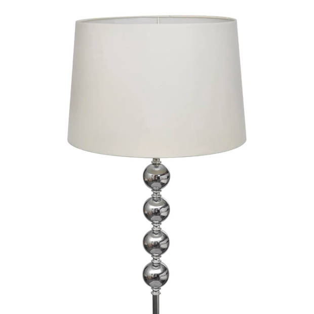 The Living Store Staande Vloerlamp - Moderne Stijl - Met Vier Ballen - Inclusief Kap - Hoog Standaard - Wit - Chromen