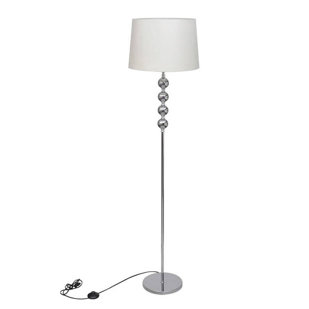 The Living Store Staande Vloerlamp - Moderne Stijl - Met Vier Ballen - Inclusief Kap - Hoog Standaard - Wit - Chromen