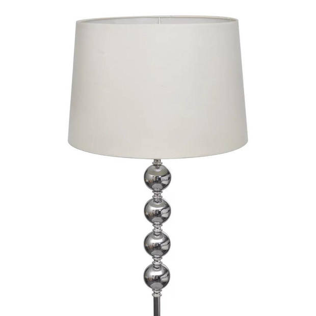 The Living Store Staande Vloerlamp - Moderne Stijl - Met Vier Ballen - Inclusief Kap - Hoog Standaard - Wit - Chromen