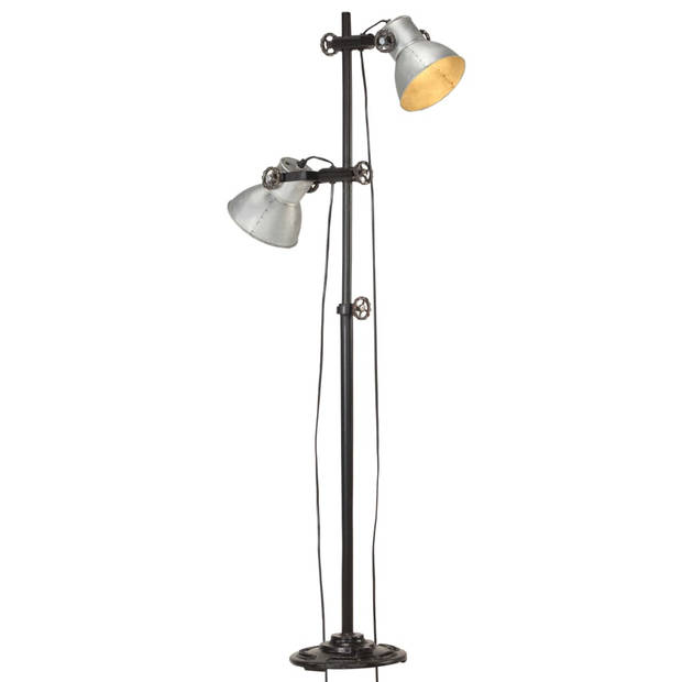 The Living Store Industriële Vloerlamp - Zwart/Zilver - 28x160 cm - E27 fitting - Max 25W