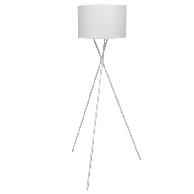 The Living Store Vloerlamp Hoge Standaard 3 Poten - 100% Polyester Lampenkap - E27 Fitting - Zwart Voetschakelaar