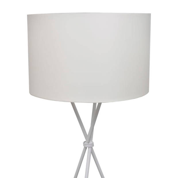 The Living Store Vloerlamp Hoge Standaard 3 Poten - 100% Polyester Lampenkap - E27 Fitting - Zwart Voetschakelaar