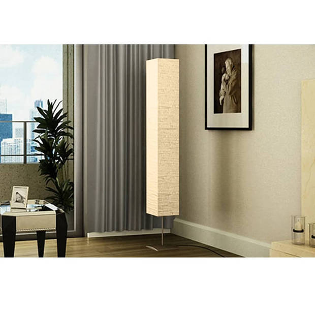 The Living Store Vloerlamp - Beige - 170 cm - Rijstpapier - 3x E14 fitting