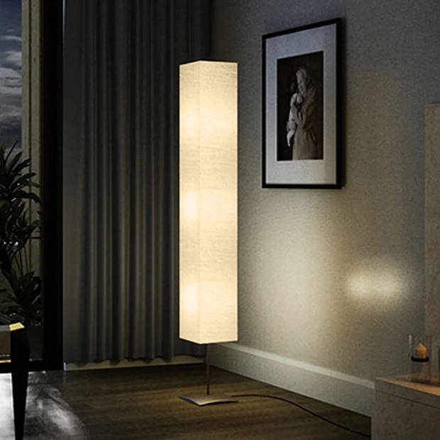 The Living Store Vloerlamp - Beige - 170 cm - Rijstpapier - 3x E14 fitting