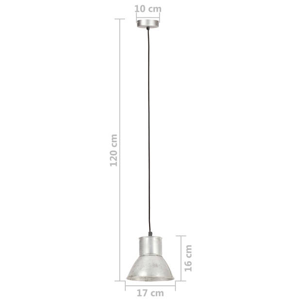 The Living Store Hanglamp - Industriële Stijl - Zilver - IJzer - 17x16 cm - 120 cm