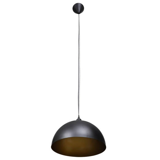 The Living Store Halfronde plafondlamp zwart/goud 35 x 17 cm - metaal