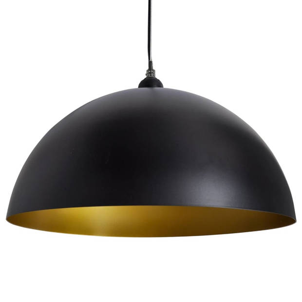 The Living Store Halfronde plafondlamp zwart/goud 35 x 17 cm - metaal