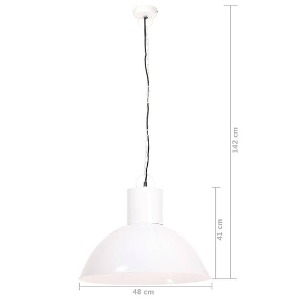 The Living Store Hanglamp Industriële Stijl - 48 x 41 cm - Wit - E27 fitting