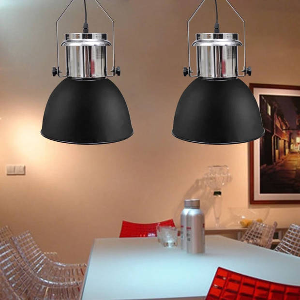The Living Store Hanglamp - Moderne - Hanglampen - Afmeting- 23 x 36 cm - Kleur- Zwart en zilver - Materiaal- Metaal