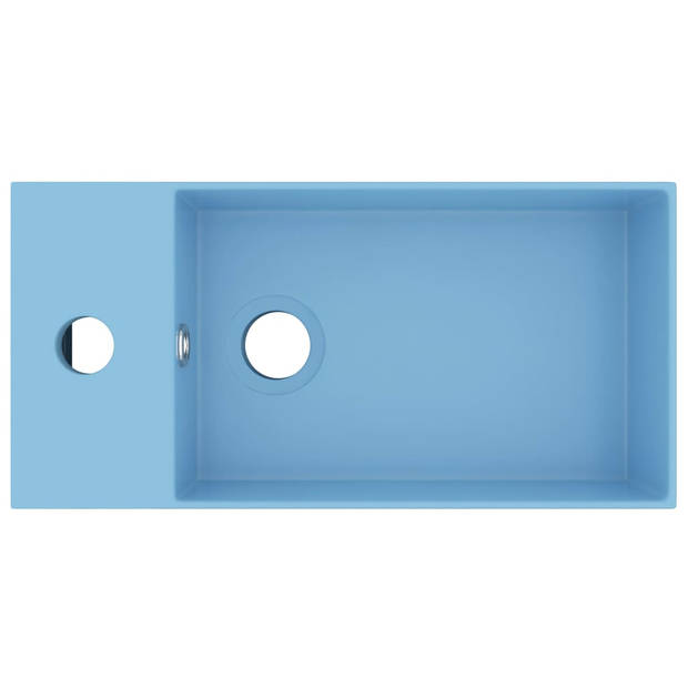 The Living Store Wastafel - Keramiek - Lichtblauw - 480 x 250 x 150 mm - Inclusief overloopgat - Diameter afvoergat 45