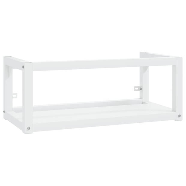 The Living Store Wandgemonteerd Wastafelframe - Wit - Gepoedercoat IJzer - 79 x 38 x 31 cm - Inclusief 1 x