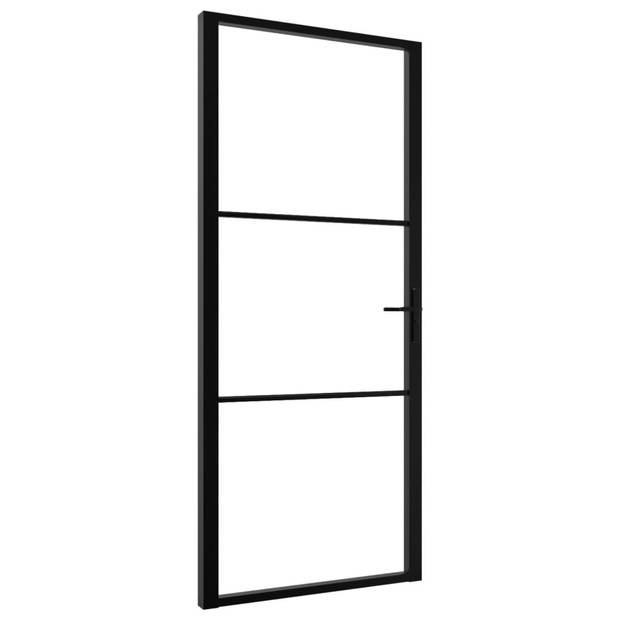 The Living Store Deur Modern - 102.5 x 201.5 cm - Zwart/Transparant - Gehard Glas/Aluminium - Inclusief