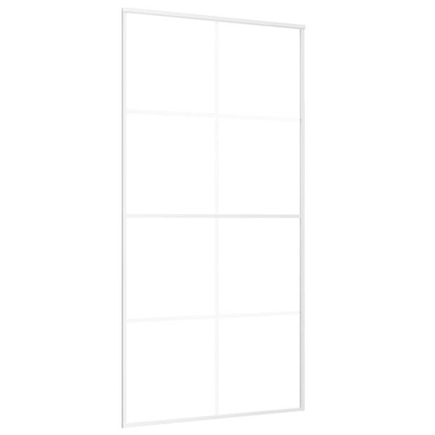 The Living Store Schuifdeur - Wit - 102.5 x 205 cm - Aluminium frame - ESG-glas