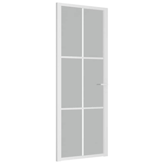 The Living Store Glazen Binnendeur - 76 x 201.5 cm - Mat Glas - Wit - Gehard Glas - Aluminium