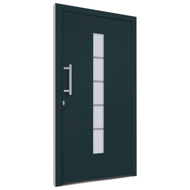 The Living Store Voordeur - Aluminium/PVC - 100 x 200 cm - Antraciet - Inclusief handgreep - deurkruk - sleutels -
