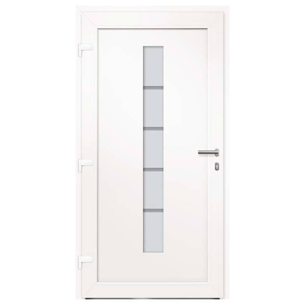 The Living Store Voordeur - Aluminium/PVC - 100 x 200 cm - Antraciet - Inclusief handgreep - deurkruk - sleutels -
