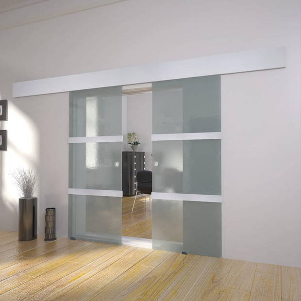 The Living Store Dubbele glazen schuifdeur - 205 x 75 cm - Lichtdoorlatend - Stijlvol en plaatsbesparend - Inclusief