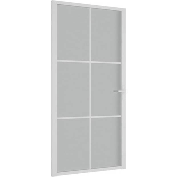 The Living Store Glazen Binnendeur - 102.5 x 201.5 cm - Gehard glas - Wit - Transparant - Inclusief Montagemateriaal -