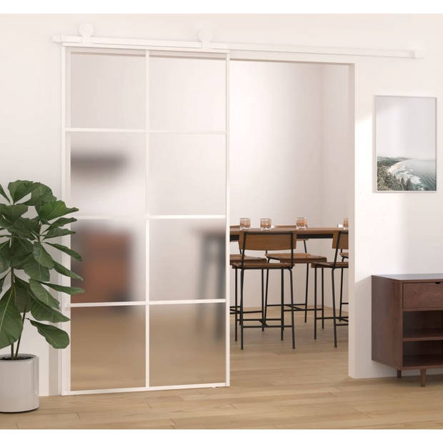 The Living Store Schuifdeur Aluminium en ESG-glas - 102.5 x 205 cm - Wit