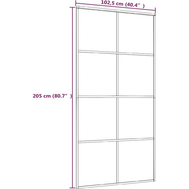 The Living Store Schuifdeur Aluminium en ESG-glas - 102.5 x 205 cm - Wit