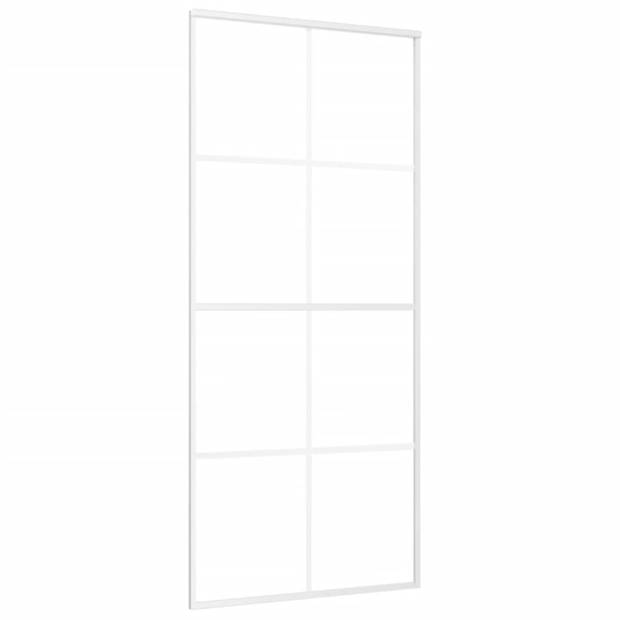 The Living Store Schuifdeur - Aluminium en ESG-glas - 90 x 205 cm - Wit